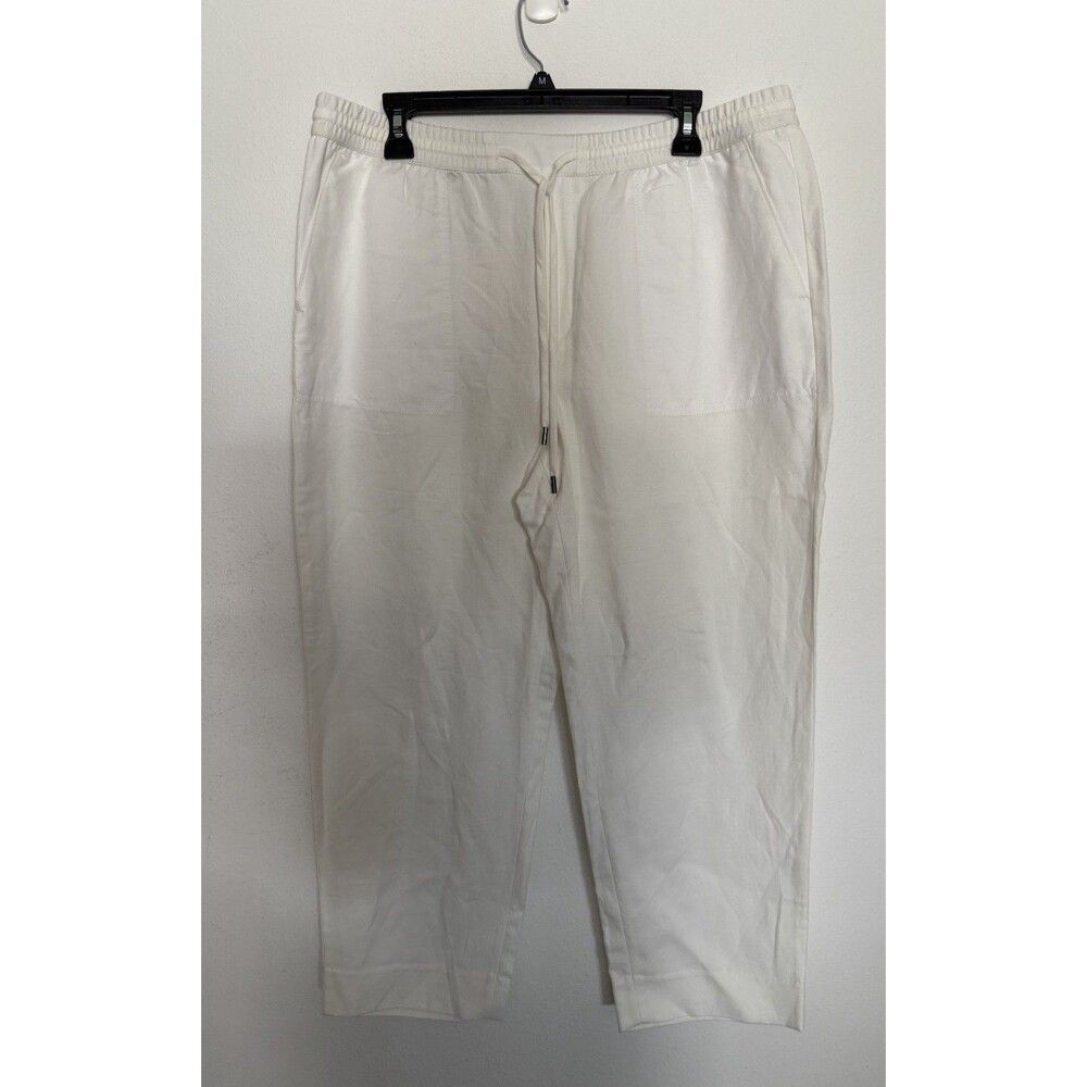 Banana Republic Pants Large White Womens Linen Blend  Pull On Lagenlook NWOT